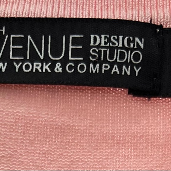 7th Ave., New York and Company Pink Sweater with Polka Dot Tie - Picture 3 of 3